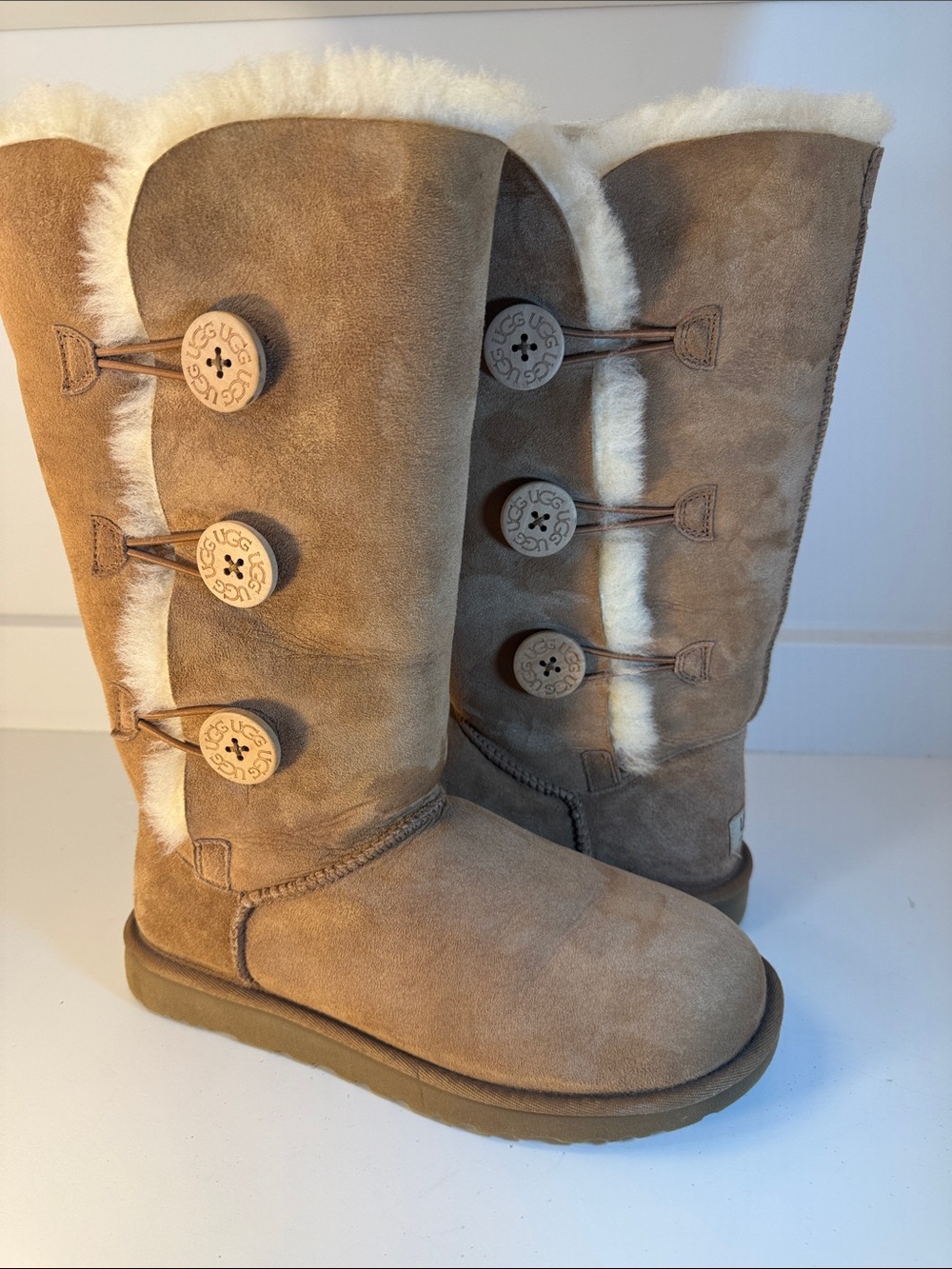 UGG Bailey Button Triplet II Classic Tall Boots - Size 8